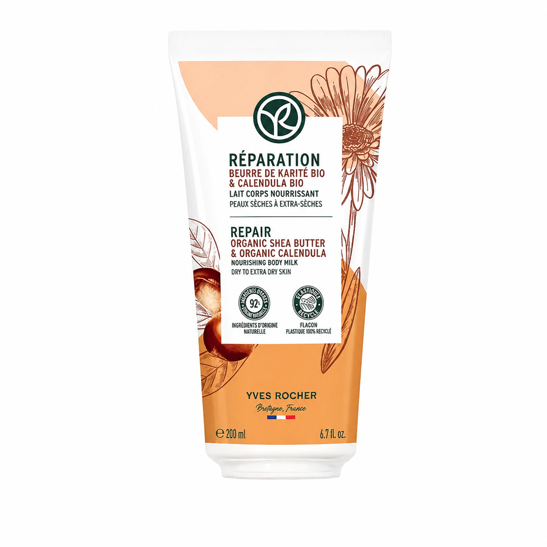 Yves Rocher Lait Réparateur Beurre de Karité & Calendula 200 ml – YVES ROCHER 200ml