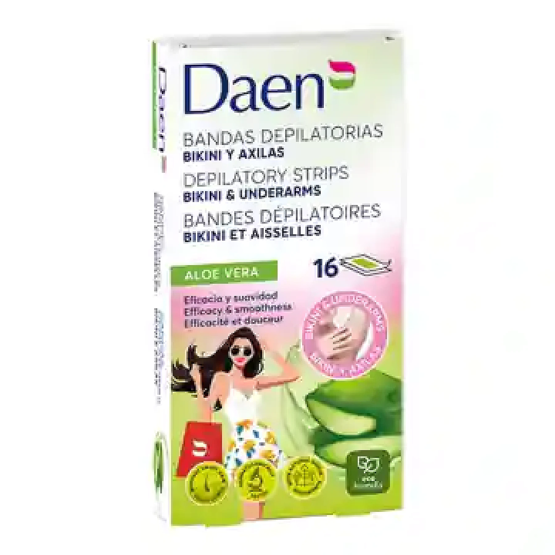 DAEN Bandes de Cire Froide Bikini & Aisselles Aloe Vera 16 bandes – Daen 16 bandes
