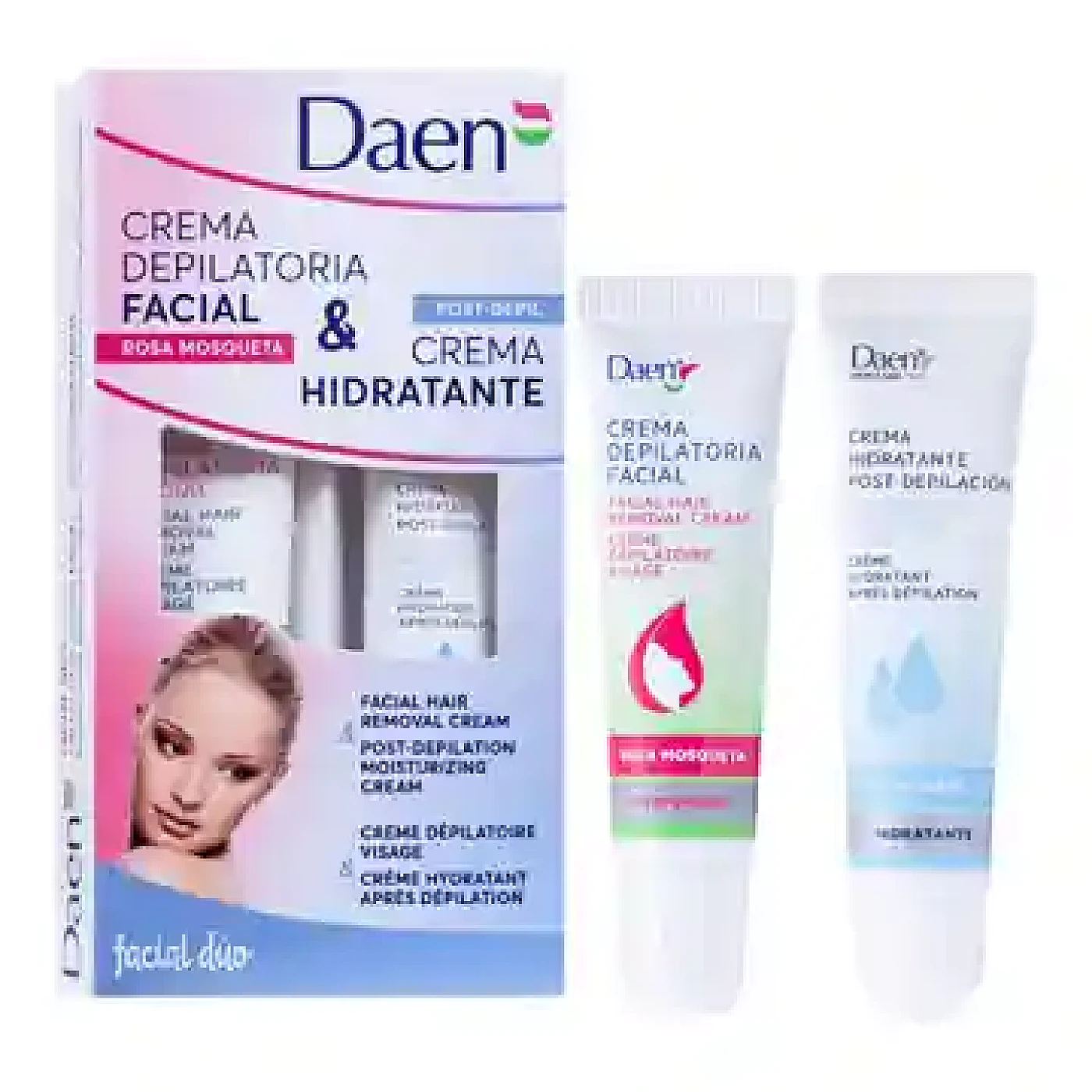 DAEN Crème Dépilatoire Visage Rose Musquée Duo 15ml + 10ml – Daen 15 ml + 10 ml