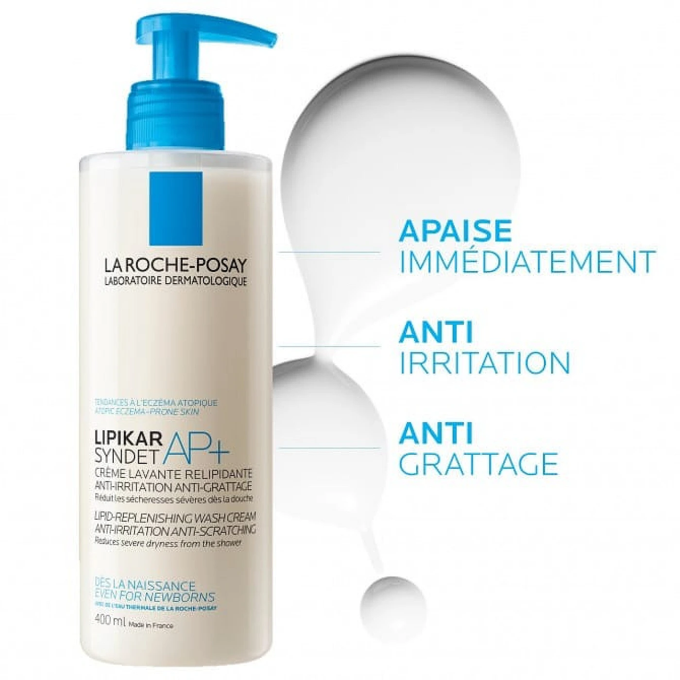 La Roche-Posay – Lipikar AP+ Syndet Crème Lavante Peaux Tendance Eczéma Atopique 400ml