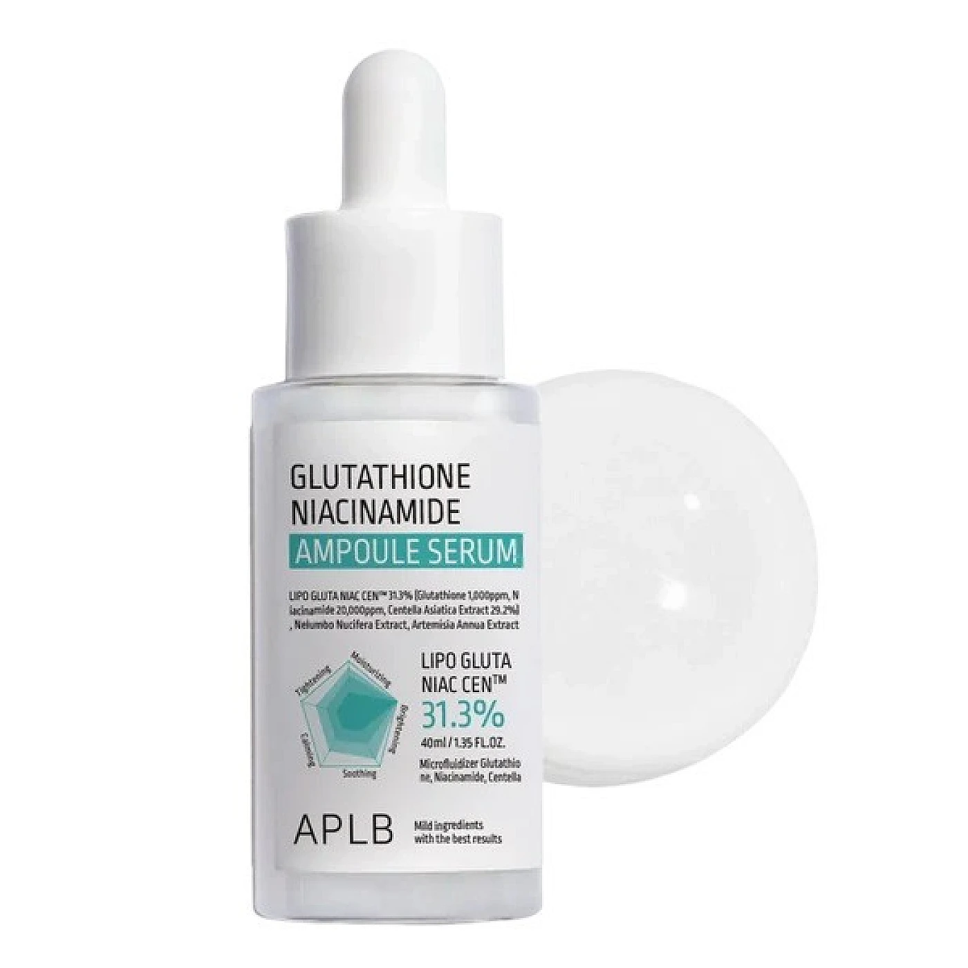 APLB Glutathione Niacinamide Ampoule Sérum Illuminateur Hydratant et Anti-âge 40 ml