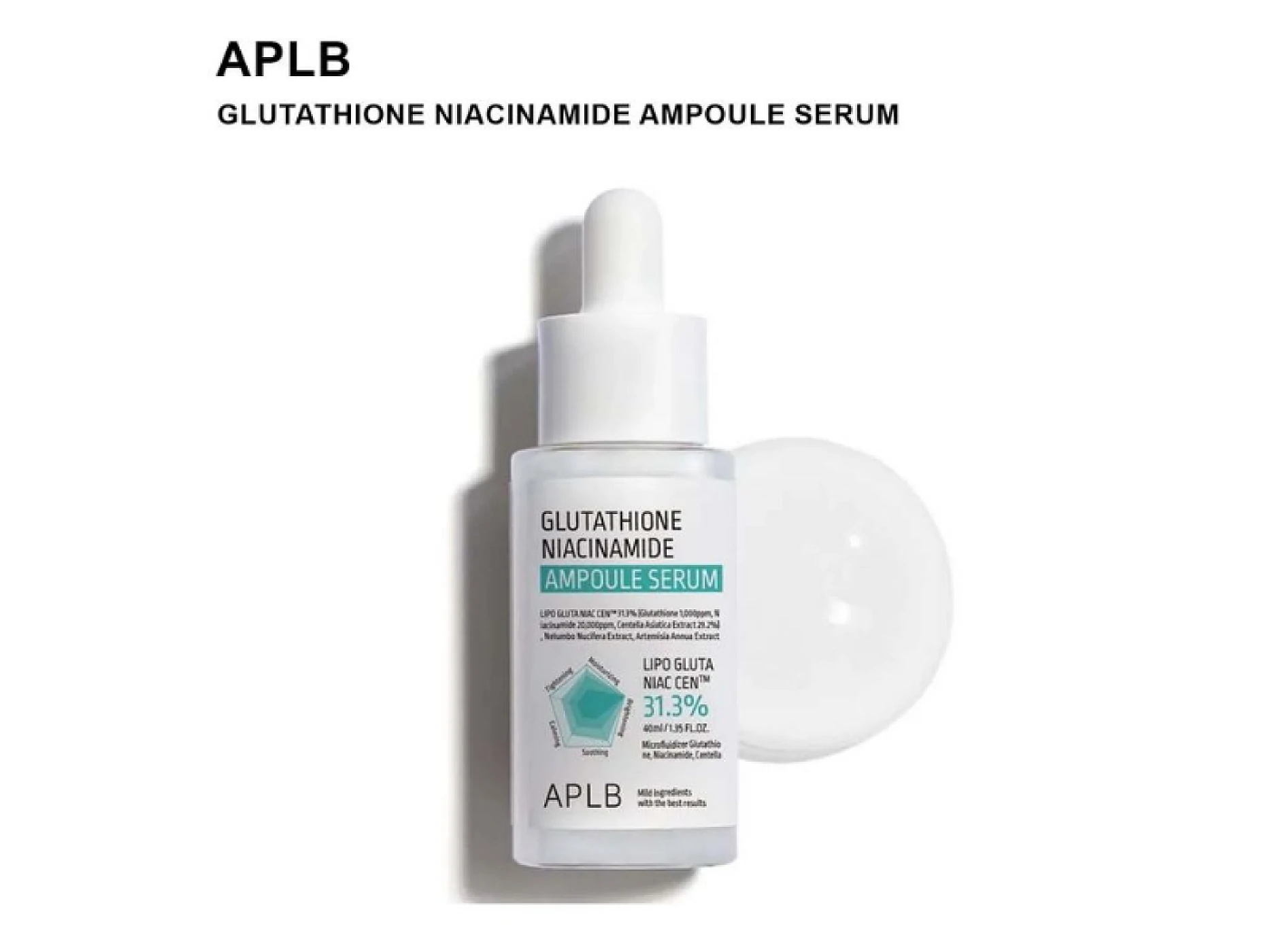 APLB Glutathione Niacinamide Ampoule Sérum Illuminateur Hydratant et Anti-âge 40 ml
